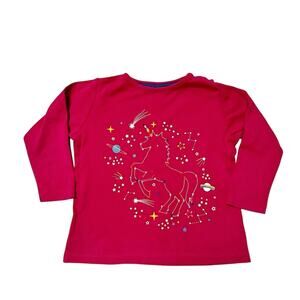 Piccalilly Organic Cotton Stitched Unicorn Constellation Shirt Size 2/3